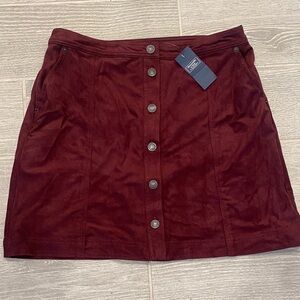 Abercrombie & Fitch Button-Front Burgundy Skirt Women’s Sz Large NWT
